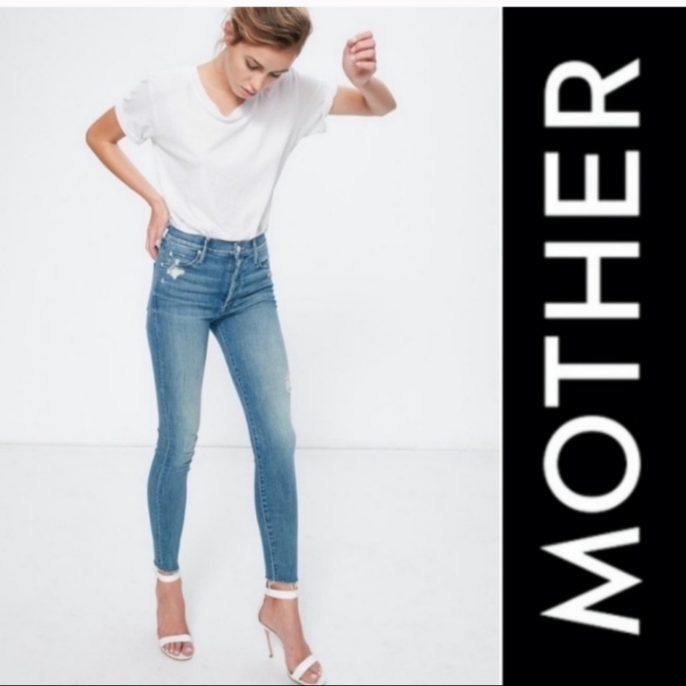 MOTHER the stunner ankle fray skinny jeans